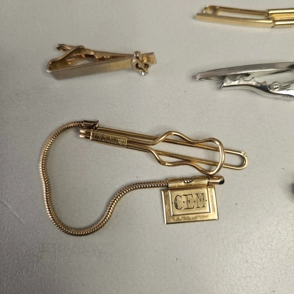 Vintage Mens‎ Cufflinks Tie Clip Lapel Pin Lot Gold Silver Tone Formal Jewelry